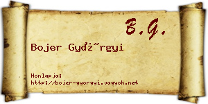 Bojer Györgyi névjegykártya